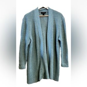 Lane Bryant Cardigan 14/16 Blue/Aqua Waffle Knit Open Front Soft Sweater